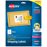 Avery Shipping Labels, 3-1/3" x 4", Paper, White, TrueBlock®, Laser/Inkjet, 60 Labels (15264)