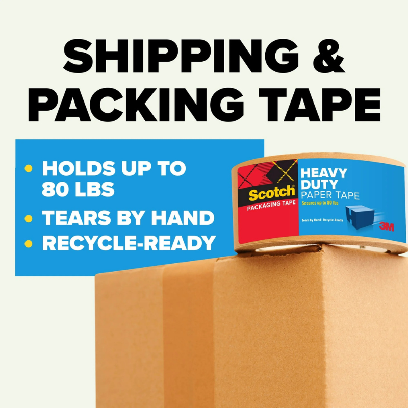 Scotch Heavy Duty Paper Packaging Tape, 1.88 in x 24.9 yd, 1 Roll